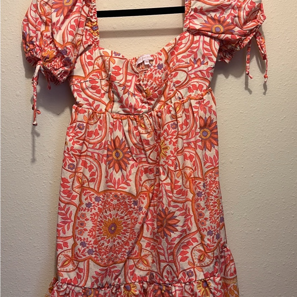 Floral Pink and Orange Women Dress